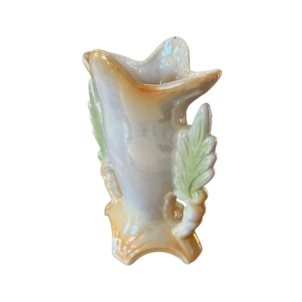 Vintage Brazilian Iridescent Lusterware Porcelain Floral Vase Art‎ Nouvea